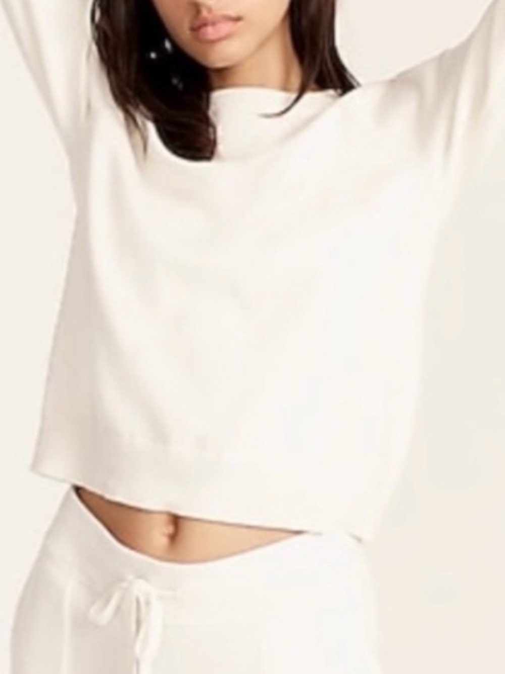 J.Crew Cotton Cashmere Pullover Sweatshirt in Ivory | XXL | GUC
